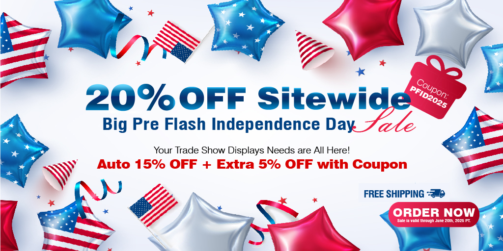 SignwinDisplay's tweet photo. 🚨 FLASH SALE! Get 20% OFF trade show supplies at Signwin! 🎉 Use code PFID2025 at checkout. Hurry, ends 6/20! 🇺🇸 #TradeShow #Sale #SignwinDisplay #TradeShowDisplays #TradeShowBooths #BannerStands #TradeShowSeason #july4 #FlashSale #Events #EXPO2025
👉https://t.co/xZ2lUqPNRU https://t.co/taj43tLcy4