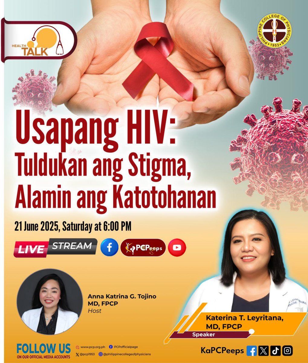 𝗟𝗜𝗩𝗘 𝗻𝗮 𝗟𝗜𝗩𝗘 ang 𝗣𝗖𝗣 𝗛𝗲𝗮𝗹𝘁𝗵𝗧𝗮𝗹𝗸 ngayong June 21, 𝟮𝟬𝟮𝟱, 𝗦𝗮𝘁𝘂𝗿𝗱𝗮𝘆 𝗮𝘁 𝟬𝟲:𝟬𝟬 𝗣𝗠 (𝗠𝗮𝗻𝗶𝗹𝗮 𝘁𝗶𝗺𝗲) sa ating PCP Facebook page!