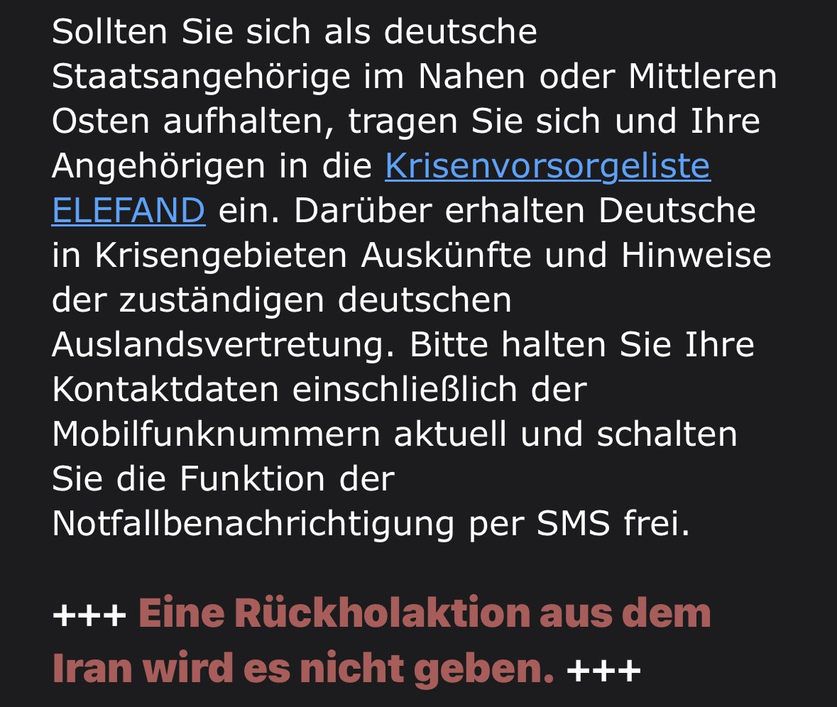 johan62830's tweet photo. @AuswaertigesAmt @_FriedrichMerz @Alice_Weidel @SWagenknecht @JoWadephul 

So sieht also die Hilfe für deutsche
Staatsbürger aus ? Meine Frau sitzt im Iran fest. Wir haben zwei kleine Kinder. Ich bin einfach nur traurig!! https://t.co/U9o5CSwKXm