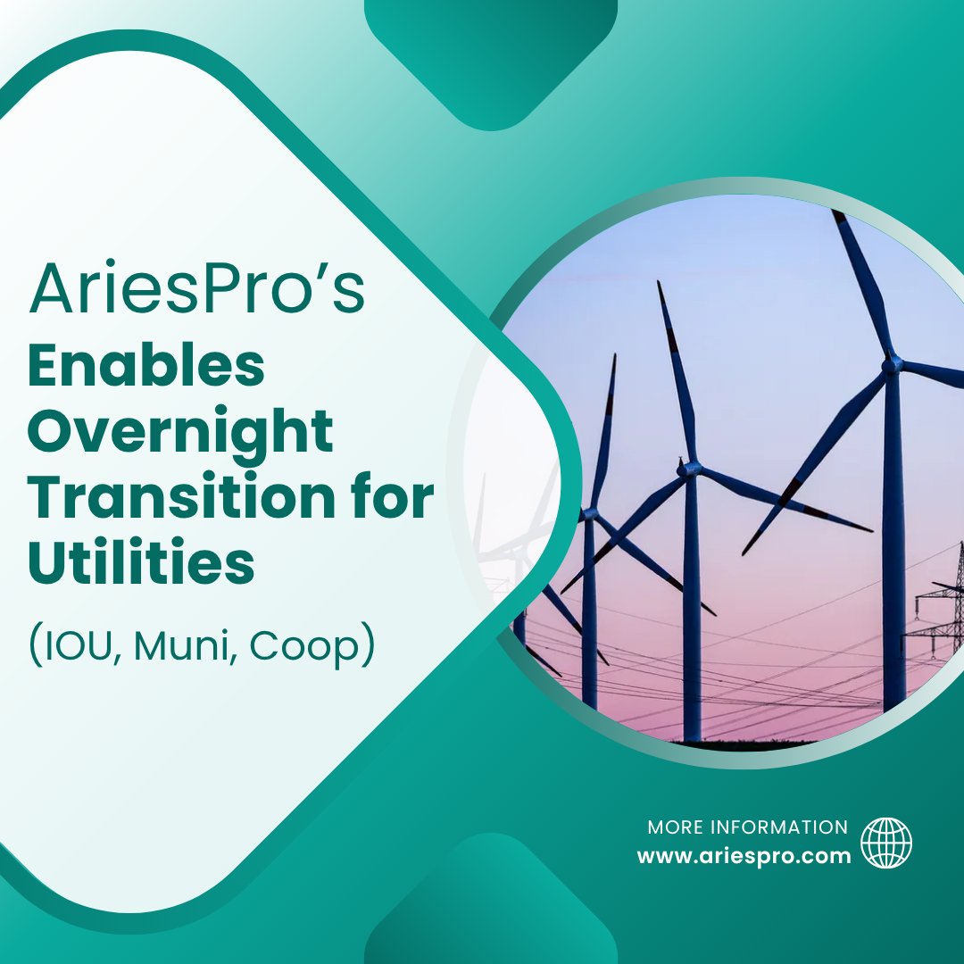 AriesProIT's tweet image. AriesPro Enables Seamless Overnight Transition for Utilities
Whether you&apos;re an IOU, Municipal Utility, or Cooperative, AriesPro’s smart, scalable solutions help you modernize operations—without disruption.
Know more : ariespro.com

#UtilityTransformation #SmartUtilitie