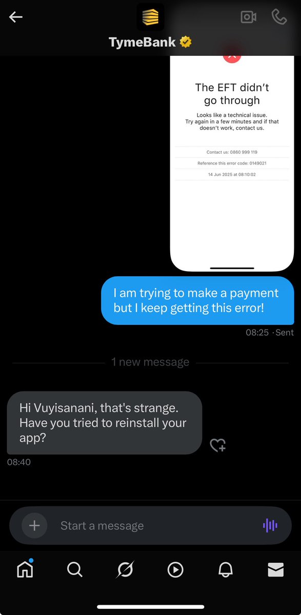 vysnn_n's tweet photo. Meanwhile, they ask you “have you tried switching it ON and OFF” when you can’t make payments from the app 😭😭 https://t.co/4uuB2PqFBk