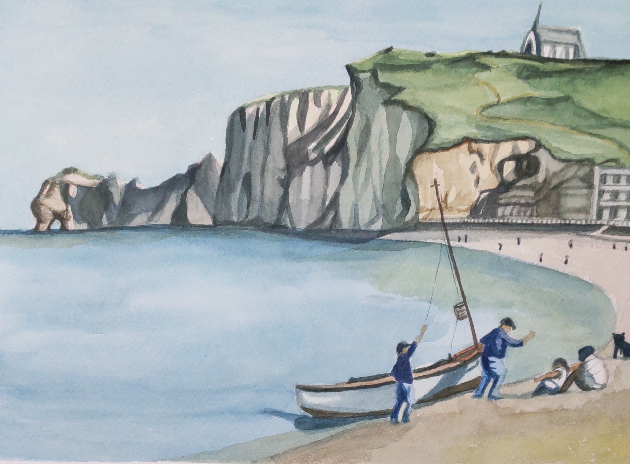 水彩画「海岸線」