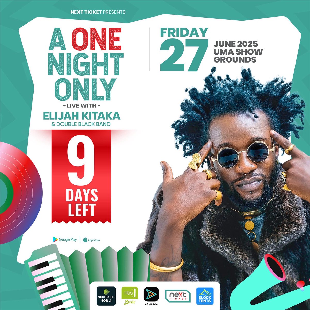 NextTicketug's tweet image. 9️⃣ days to go.

Join us for the first ever edition of #OneNightWithElijahKitaka &amp;amp; Double Black Band on June 27th at UMA Showgrounds. 

You will  want to say “I was there.” Make it a point to be part. 

Early bird Tickets: 50K | 100K:nextticket.com/events/a_one_n….. 

#NextTicketUG