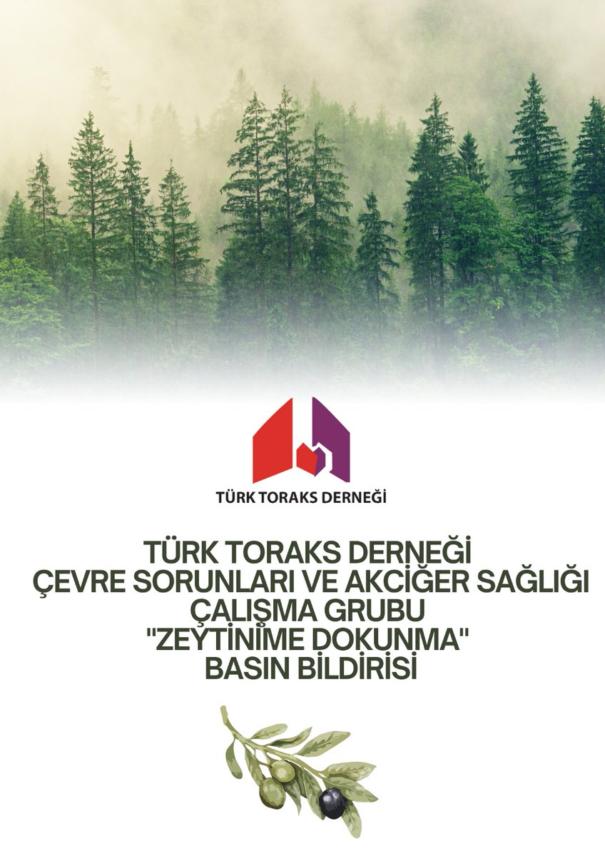 Türk Toraks Derneği' nin "Zeytinime Dokunma" başlıklı basın bildirisine aşağıdaki linkten ulaşabilirsiniz.
Basın bildirisinin hazırlanmasında emeği geçen Çevre Sorunları ve Akciğer Sağlığı Çalışma Grubu'na katkıları nedeniyle teşekkür ederiz. toraks.org.tr/site/news/12781