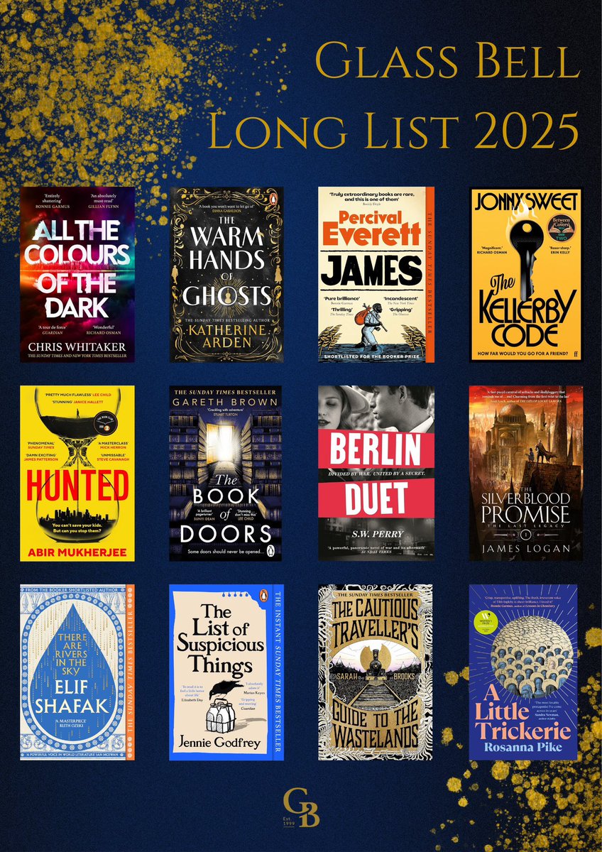 The 2025 Glass Bell Long list is here!
A bold blend of literary legends and six dazzling debuts. From epic fantasy to chilling thrillers and lyrical fiction, it celebrates the rich range of today’s storytelling 

#goldsborobooks #GlassBellAwards