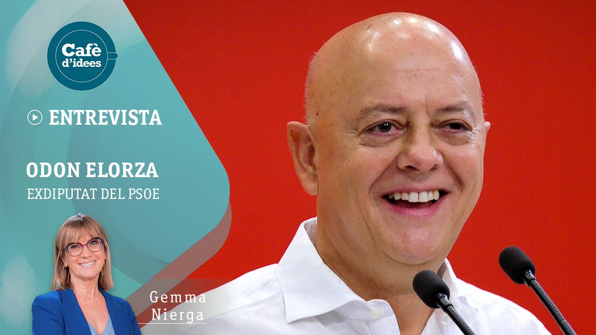 Cafè d'idees (@cafedidees_rtve) on Twitter photo ☕ <a href="/GemmaNierga/">Gemma Nierga</a> entrevista <a href="/odonelorza2011/">Odón Elorza 🚲 Activista por la Democracia</a>, exdiputat del PSOE i exalcalde de Sant Sebastià
🗓️ Divendres a les 8:30 h
📍 #La2 de <a href="/RTVECatalunya/">RTVE Catalunya</a>, #Canal24horas i <a href="/radio4_rne/">radio4_rne</a>
📱 rtve.es/cafedidees ☕ <a href="/GemmaNierga/">Gemma Nierga</a> entrevista <a href="/odonelorza2011/">Odón Elorza 🚲 Activista por la Democracia</a>, exdiputat del PSOE i exalcalde de Sant Sebastià
🗓️ Divendres a les 8:30 h
📍 #La2 de <a href="/RTVECatalunya/">RTVE Catalunya</a>, #Canal24horas i <a href="/radio4_rne/">radio4_rne</a>
📱 rtve.es/cafedidees