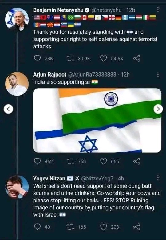 its_Veedu's tweet photo. Israelis to India: “Don’t lift our balls, go back to worshiping cows.”
And you still wave their flag with pride?
This is not diplomacy. It’s delusion.
#IndiaHumiliated #ZionistSlavery https://t.co/7t17f6B4UU