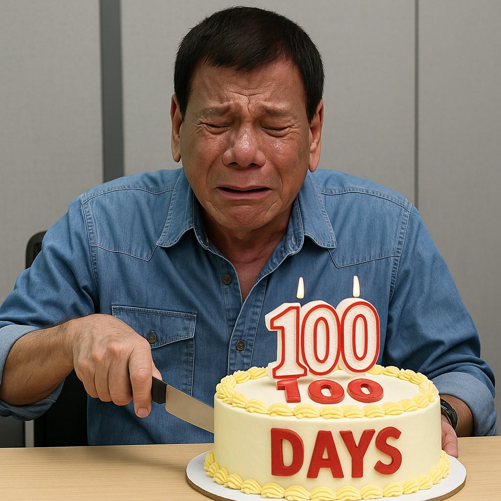 Happy 100th day sa kulungan, Digong! 🎉 May you stay there for many, many loooong years. Medyo mas nakakahinga na ang Pilipinas ngayon, less fear, less killings, more peace. Tuloy mo lang diyan, huwag kang magmadaling makalabas, baka dyan ka na matigok. 🎂😘🇵🇭
