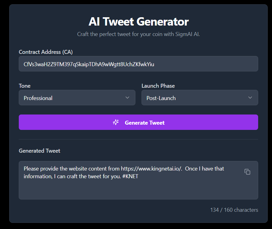 SigmAiAPP's tweet photo. New features, generate tweet for free. $knet https://t.co/nkZbP53ZNY