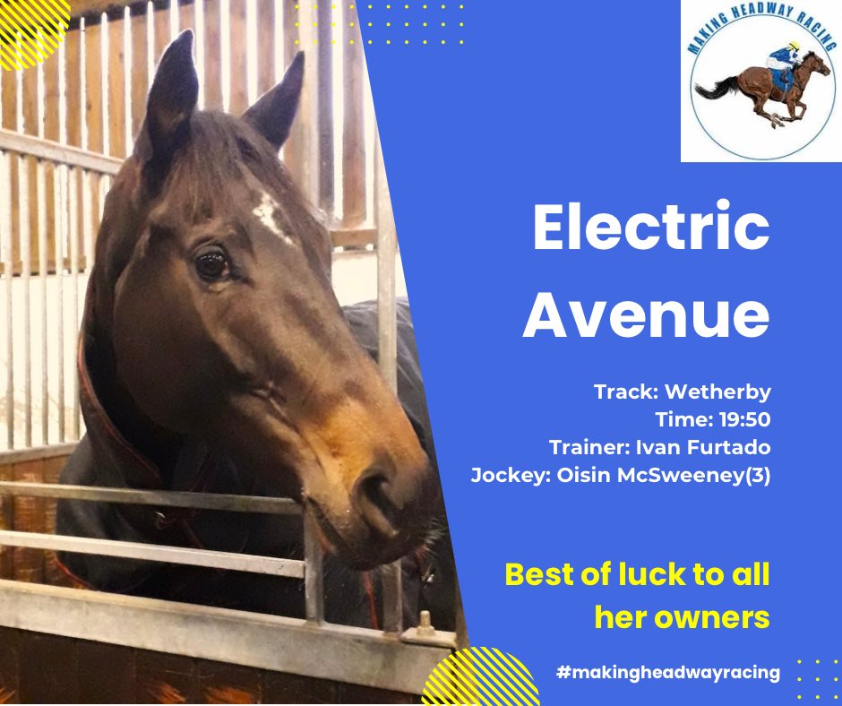 MakingHeadwayR's tweet photo. 🔵🟡⚪️ Today’s Runners 🔵🟡⚪️

Rock Diva makes her MHR debut and our first runner with @JCandlishracing!

Electric Avenue back after her win last time @ivanfurtado21 @EboracumRacing https://t.co/i9rYy0s5rJ