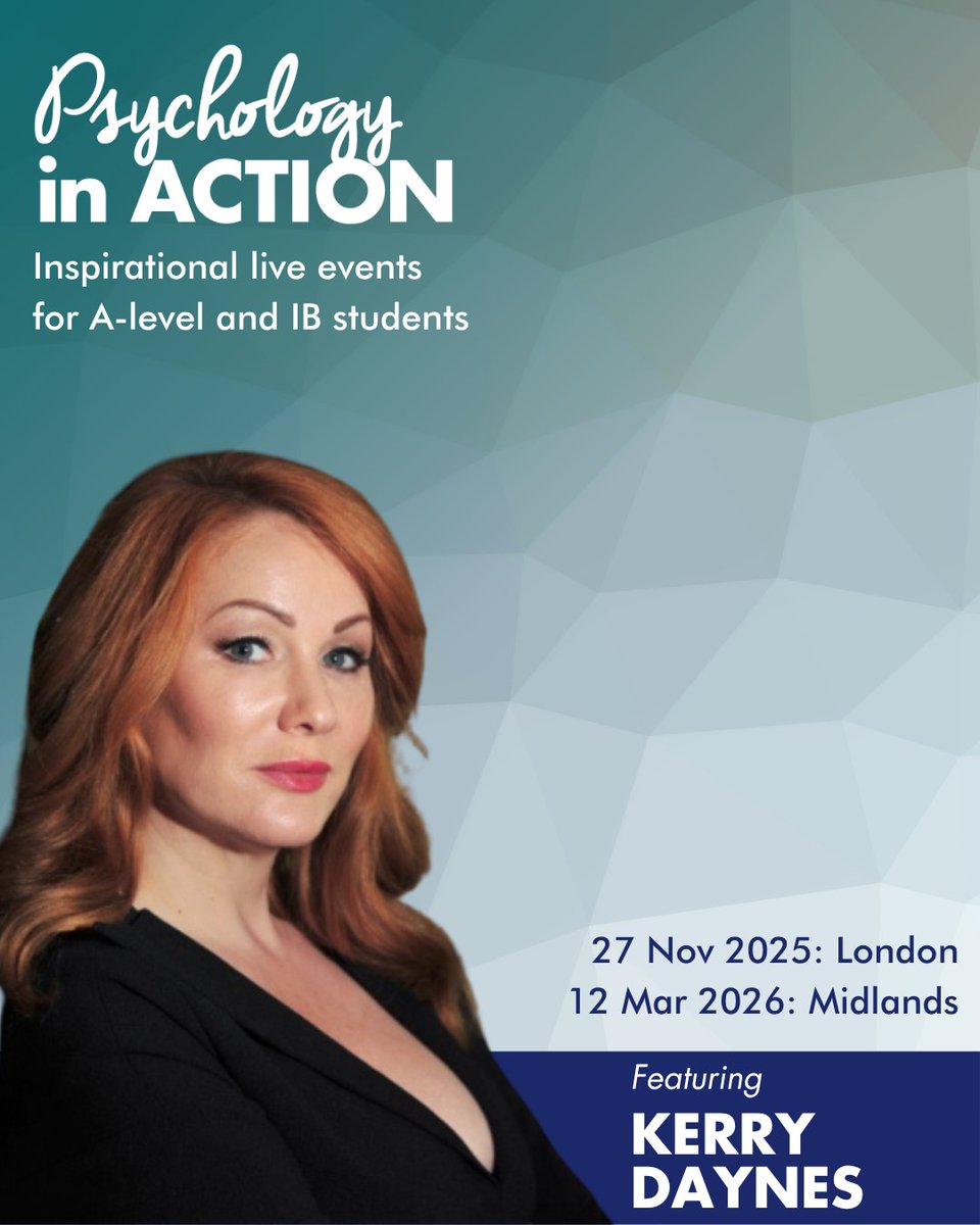 🧠 Kerry Daynes joins #PsychologyInAction!
With over 30 years’ experience as a forensic psychologist, working with the UK’s most dangerous criminals — in prisons, secure hospitals, courtrooms, and beyond. Expect gripping insights into the criminal mind.
🎟️ ow.ly/F3a850VZaAu
