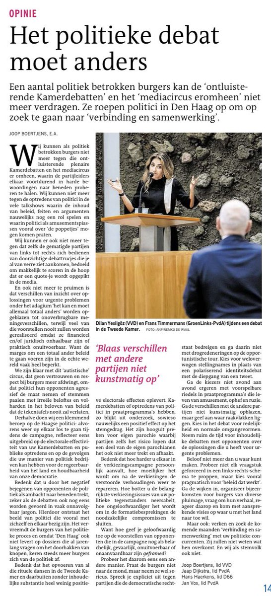 Dit pleidooi ondersteun ik graag! 
Ga samenwerken, zoek de overeenkomsten, in plaats van met modder gooien en elkaar afbranden.
DvhN, 18 juni 2025.