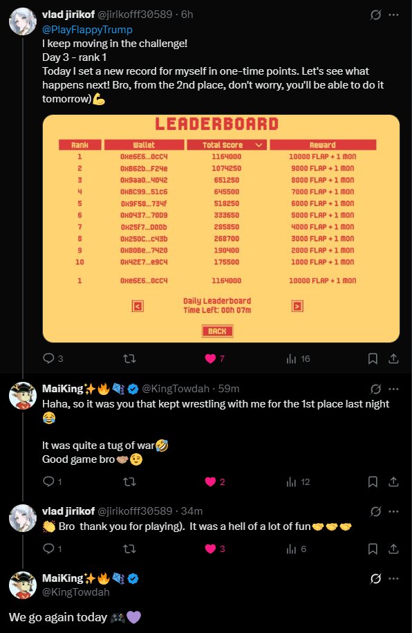 Flappy Trump | X2C (@playflappytrump) on Twitter photo Best thing to wake up to and makes making games worth it! 💜
Thanks <a href="/jirikofff30589/">vlad jirikof</a> <a href="/KingTowdah/">MaiKing✨🔥🪁</a>! 🫂 Best thing to wake up to and makes making games worth it! 💜
Thanks <a href="/jirikofff30589/">vlad jirikof</a> <a href="/KingTowdah/">MaiKing✨🔥🪁</a>! 🫂
