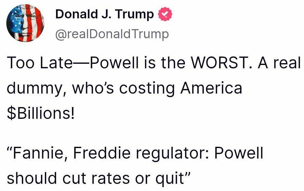 wiseadvicesumit's tweet photo. Powell is the WORST.

He is costing America billions, said #Trump.

Trump is irritated because #Powell is not doing rate cuts. https://t.co/QJugcStLvH