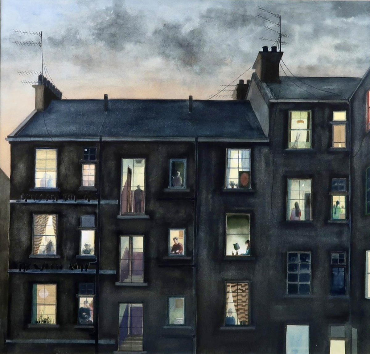 'Neighbours' by Avril Paton, 1993. Watercolour on paper, 63 x 66cm.