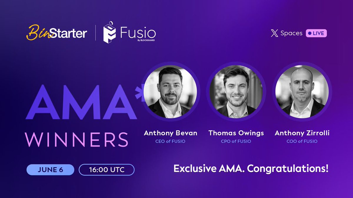 🎉 AMA Winner Announcement – Fusio x BinStarter 🎉

Thank you to everyone who joined our exciting #AMA with the visionary team behind <a href="/blockguard1/">Fusio</a> ! 🚀

Now it’s time to celebrate our Top 5 AMA Question Winners who each take home a share of the $250 prize pool! 💰

👏