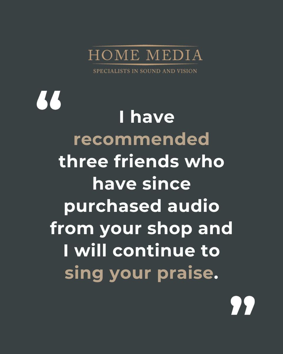 We’re truly grateful for your support and referrals. At Home Media, we’re passionate about delivering exceptional audio, and it means so much to know that passion also resonates with our customers.

#HomeMedia #HiFi #HighEndAudio #AudioLovers #Audiophile