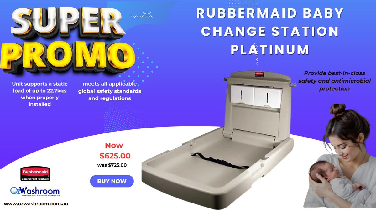 ozwashroom's tweet image. 🌟Best-in-class safety, antimicrobial protection. Rubbermaid baby change table, its ergonomic, user-friendly and fully compliant with global safety standards
buff.ly/6yi0Hqc 

#RubbermaidBabyStation #BabyChangeStation #ErgonomicDesign #rubbermaid #ozwashroom