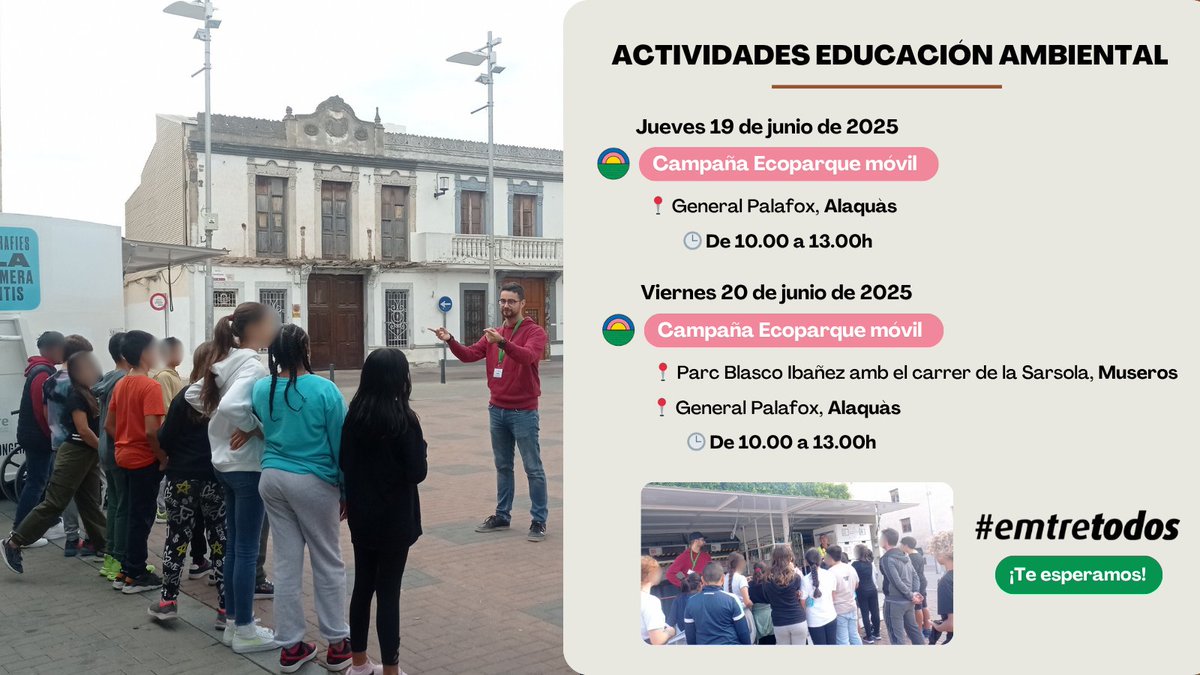 ♻️🚛 ¿Tienes dudas sobre los ecoparques móviles?

📍 Este jueves nos vemos en Alaquàs para contarte cómo funciona el ecoparque móvil y qué residuos puedes llevar.
📍 Y el viernes, seguimos en Alaquàs y en Museros.

¡Te esperamos! #emtretodos 🙌