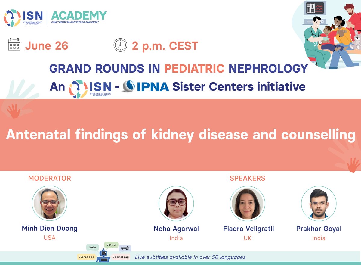 IPNA Ped Nephrology (@ipna_pedneph) on Twitter photo 🔔Next Week
Join the next Grand Rounds in #pedneph – An
<a href="/ISNkidneycare/">Int Society of Nephrology</a> - IPNA Centres initiative.
🗓️June 26
🕑2:300 pm CEST
🔗Free registration: lite.spr.ly/6001yPXV
#webinar #learning 🔔Next Week
Join the next Grand Rounds in #pedneph – An
<a href="/ISNkidneycare/">Int Society of Nephrology</a> - IPNA Centres initiative.
🗓️June 26
🕑2:300 pm CEST
🔗Free registration: lite.spr.ly/6001yPXV
#webinar #learning