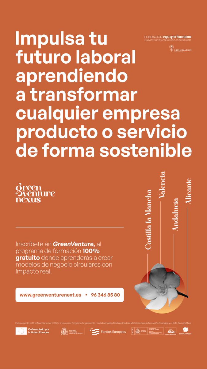 Emprenemjunts (@emprenemjunts) on Twitter photo 🟫 Green Venture Nexus | Un programa 100% online y gratuito de formación para personas que quieren trabajar o emprender en la #EconomíaCircular ♻ y la #Sostenibilidad 🌳 is.gd/eZeJPU
⚠ Plazas limitadas hasta completar aforo.
<a href="/EquipoHumanoSL/">Equipo Humano SL</a> <a href="/FBiodiversidad/">Fundación Biodiversidad</a> 🟫 Green Venture Nexus | Un programa 100% online y gratuito de formación para personas que quieren trabajar o emprender en la #EconomíaCircular ♻ y la #Sostenibilidad 🌳 is.gd/eZeJPU
⚠ Plazas limitadas hasta completar aforo.
<a href="/EquipoHumanoSL/">Equipo Humano SL</a> <a href="/FBiodiversidad/">Fundación Biodiversidad</a>