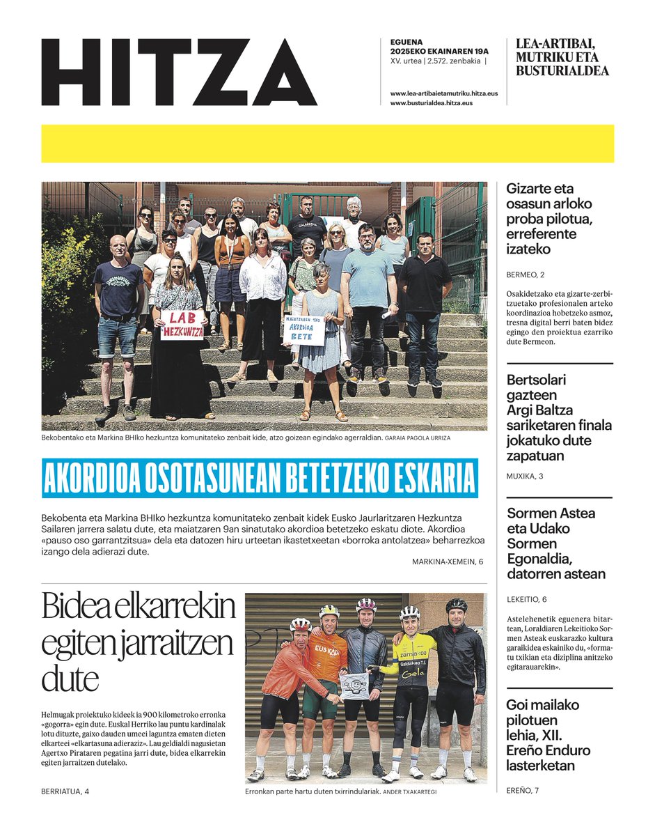 HITZAbusturia's tweet photo. 🗞GAURKO AZALA (eguena, ekainak 19);
https://t.co/P2ZTki0hQJ 👇

@labbusturilea @labirakaskuntza @helmugakmb https://t.co/WMhCEfqCXU