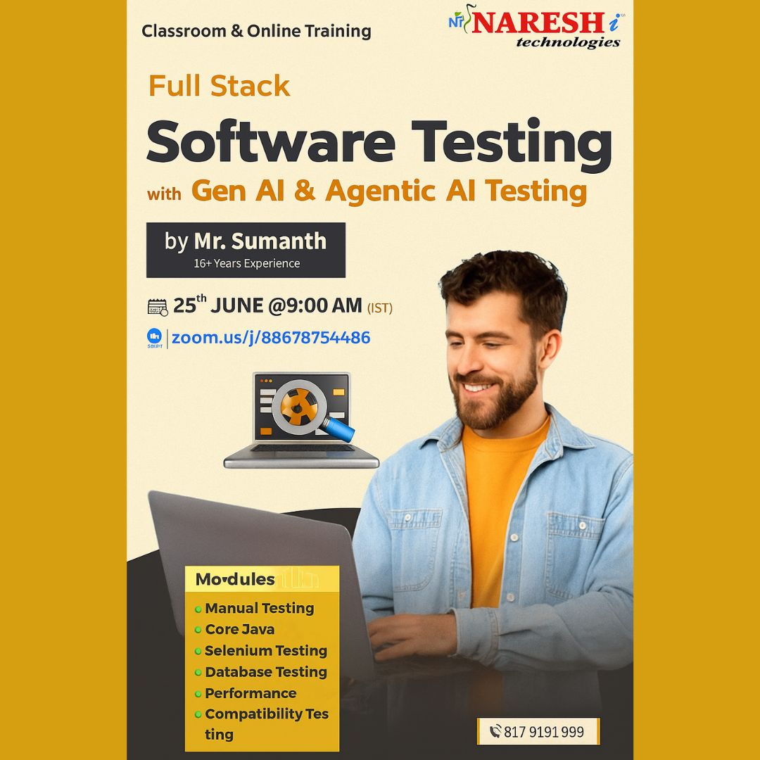 KattaSairamesh's tweet image. Still clicking "Run test" without knowing what’s happening?
Time to go Full Stack in Testing!
👉Register : tr.ee/wgFhuB
🧪Free demo with Mr. Sumanth
📅23 June | 🕘9 AM IST
#LearnToTest #QAEngineer #SoftwareTesting
#AutomationTesting #ManualTesting #CareerInTech