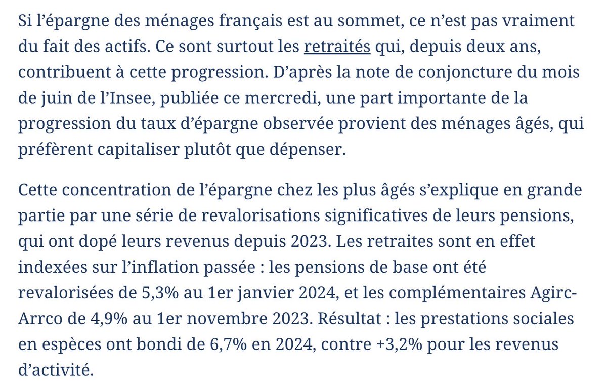 On apprend que la maxi hausse des pensions n’a même pas profité à l’économie, en effet les retraités ne consomment pas et entassent leur argent à la banque.
