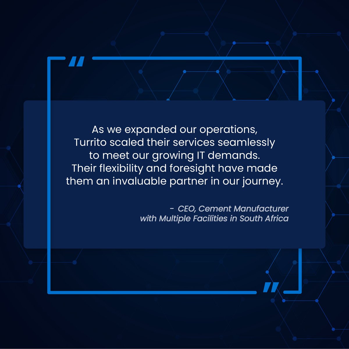 TurritoNetworks's tweet image. As this cement manufacturer expanded, Turrito scaled with them - providing flexible, forward-thinking IT support every step of the way. 

#ScalableIT #TrustedPartner #BusinessGrowth