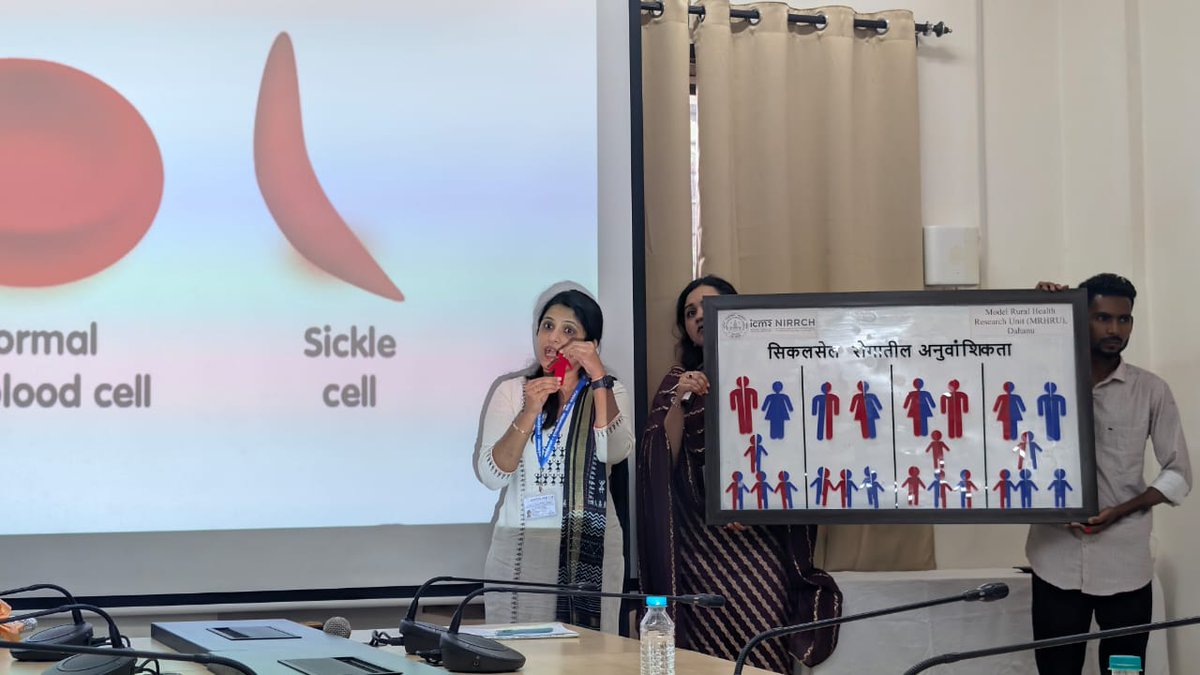 icmrnirwoh's tweet photo. 🩸To mark #WorldSickleCellDay, our MRHRU Dahanu, held an interactive session on #SickleCellAwareness, uniting patients, doctors &amp; health leaders in the fight against SCD. Performing an informative skit for the community, we came together to learn, support and inspire each other. https://t.co/Rk45k754mD
