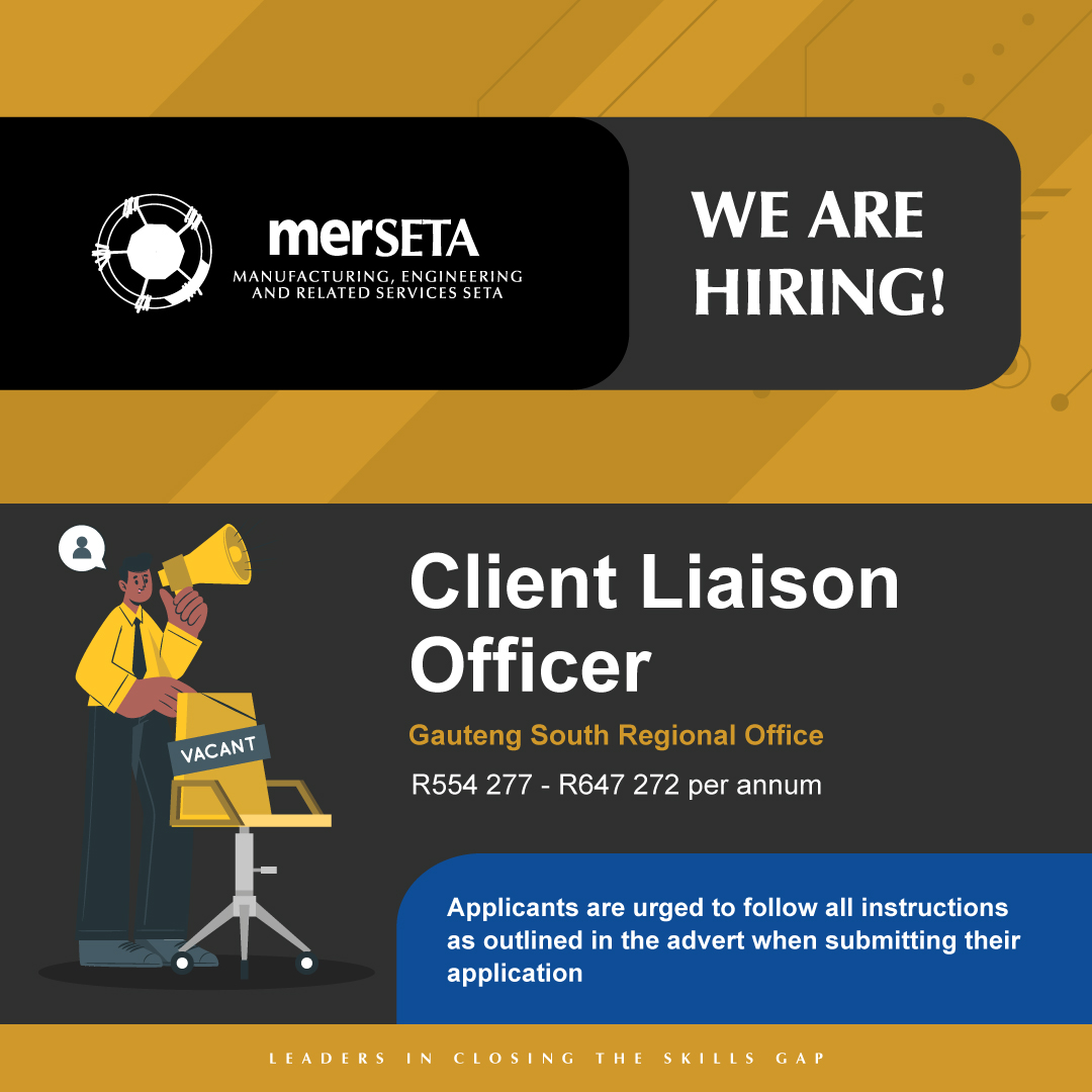 Join the merSETA team!
Vacancy: merseta.org.za/.../merSETA_Cl…...
Application Form: lnkd.in/d-W6bGpi
#vacancy2025 #jobopportunity #Merseta