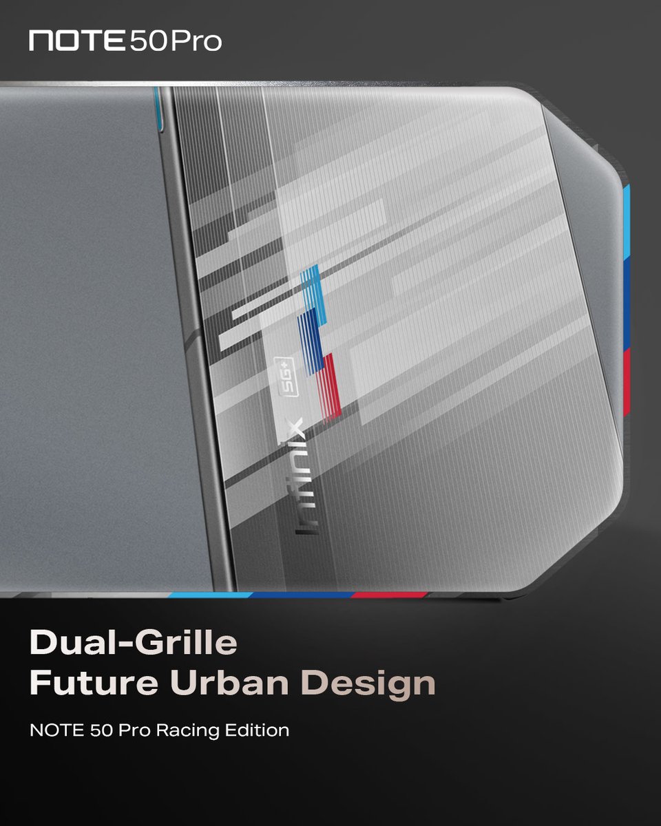 InfinixKenya's tweet photo. Unleash bold style with the Dual-Grille Future Urban Design on the NOTE 50 Pro Racing Edition. 

Grab it now via https://t.co/NxELoEjCB7

#Infinix #InfinixAI #NOTE50Series #FlagshipPerformanceWithAI #PerformanceByDesign #RacingEdition https://t.co/eZJAV76lf4