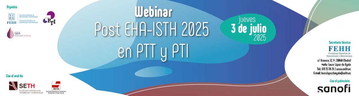 Campus Sanofi (@campussanofi) on Twitter photo 💻 Post EHA-ISTH 2025 en #PTT y #PTI.
📅 3 de julio a las 16.30h.
Un webinar dirigido a profesionales sanitarios organizado por la Sociedad Española de #Hematología y Hemoterapia <a href="/sehh_es/">@sehh_es</a>, el Grupo Español de #Aféresis <a href="/aferesis_es/">Grupo Español de Aféresis (GEA)</a> y el Grupo Español de Trombocitopenia Inmune 💻 Post EHA-ISTH 2025 en #PTT y #PTI.
📅 3 de julio a las 16.30h.
Un webinar dirigido a profesionales sanitarios organizado por la Sociedad Española de #Hematología y Hemoterapia <a href="/sehh_es/">@sehh_es</a>, el Grupo Español de #Aféresis <a href="/aferesis_es/">Grupo Español de Aféresis (GEA)</a> y el Grupo Español de Trombocitopenia Inmune