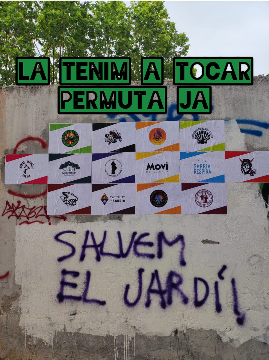 14 entitats del barri demanem: PERMUTA JA!
(Curiosament, el mur ha estat pintat per <a href="/bcn_ajuntament/">Ajuntament de Barcelona</a>  després de plasmar gràficament aquest consens popular sobre la permuta en el mur. La fotografia és història, però el nostre clam no)
#latenimatocar
<a href="/Bcn_SSTG/">Sarrià - Sant Gervasi</a>