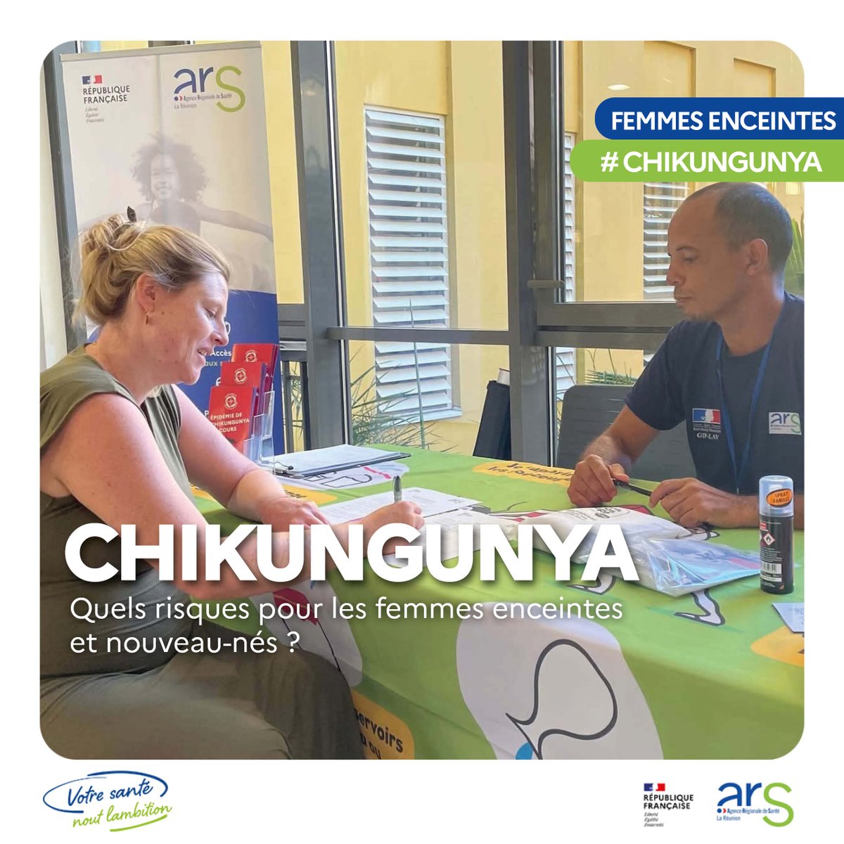 #Chikungunya 🦟 I Quels risques pour les femmes enceintes et nouveau-nés ? 

👊 Les équipes de l’ARS restent mobilisées et poursuivent leurs actions de sensibilisation dans les 7 maternités de l’île.
Si le chikungunya ne présente pas de gravité particulière pour la future maman,