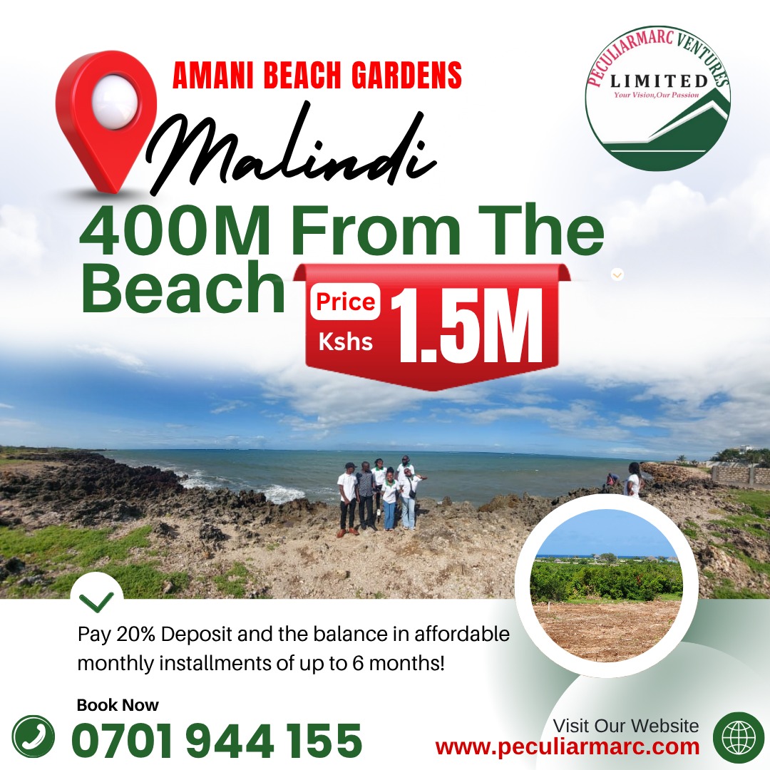 peculiarmarc's tweet photo. Out of the ORDINARY!! Amani Beach Gardens offers you Luxury at an affordable price. Let's take you on a site visit this weekend.

Dm 'Ploti' for more information on this spectacular piece of land.
Call/Text/WhatsApp 
0701 944 155
#RealEstateInvesting #plotsforsale #Trending https://t.co/pkqgzRazsC