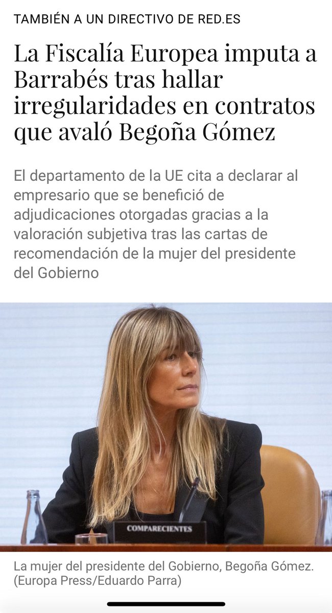 Y mientras  tanto, lo de “ella”,  sigue pendiente de banquillo. A no olvidar q si ella traficó influencias fue en su condición de mujer de él. O sea, ningún “ favor” pudo ser recibido sin acuerdo del Consejo de Ministros q preside su marido, ese psicópata profundamente enfangado.