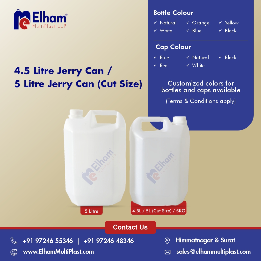 ElhamMultiPlast's tweet photo. 🆕 Now Launched: 4.5L / 5L (Cut Size) Jerry Can!

📏 Sizes: 4.5L / 5L / 5KG
🎨 Bottle &amp; Cap Colors: Customizable

📞 +91 97246 55346 | +91 97246 48346
📧 Sales@elhammultiplast.com
🌐 https://t.co/BMAi8ZY9OE
#JerryCan #PackagingLaunch #ElhamMultiPlast #SmartPackaging #MadeInIndia https://t.co/KGiUGjGxT7