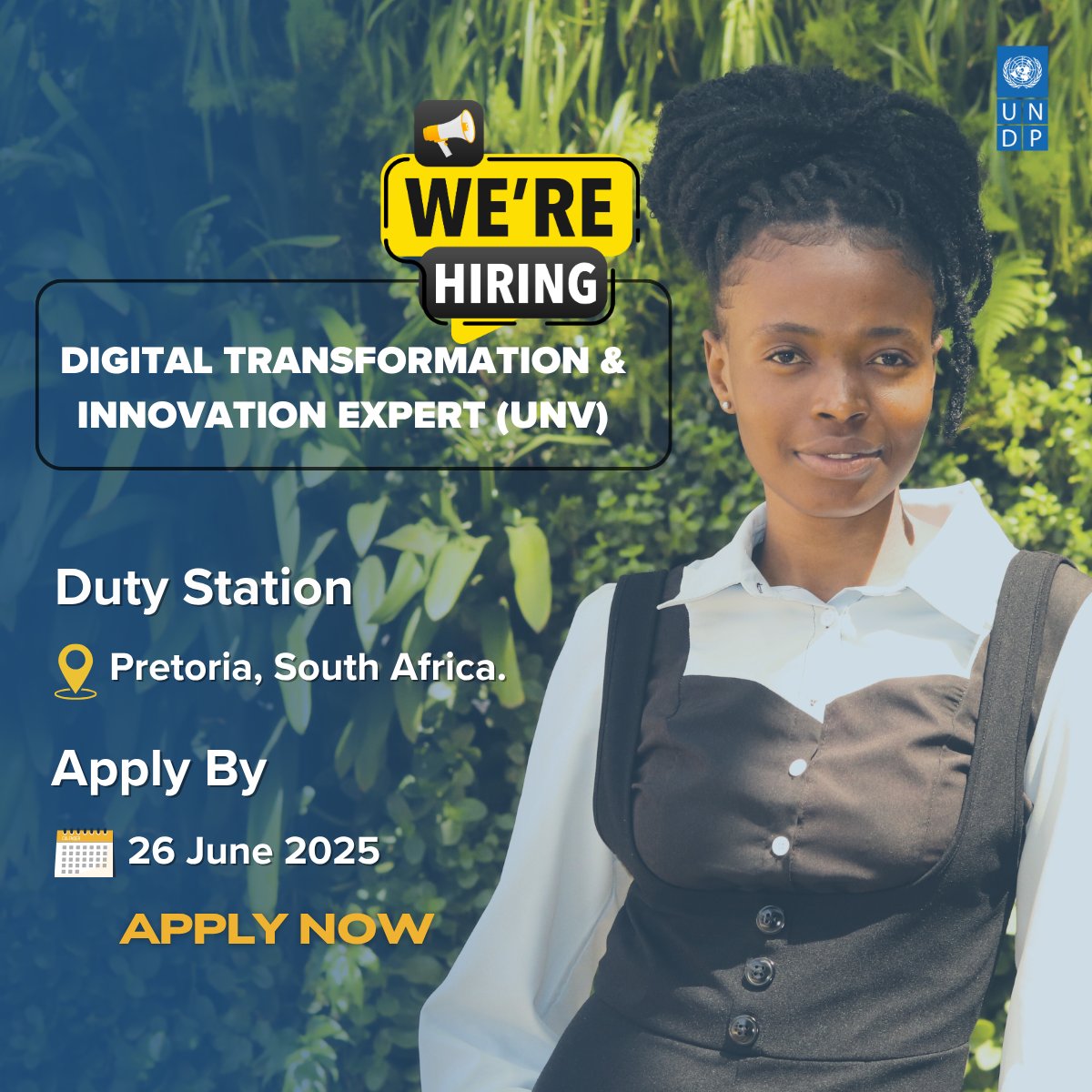 UNDPSouthAfrica's tweet photo. Are you a digital innovation expert passionate about economic transformation?

We’re seeking a Digital Transformation &amp; Innovation Expert to lead inclusive, tech-driven solutions.

7+ years in digital or AgriTech? We want to hear from you

Apply now: https://t.co/zGET8nOmrt https://t.co/lGXhmfYqn3