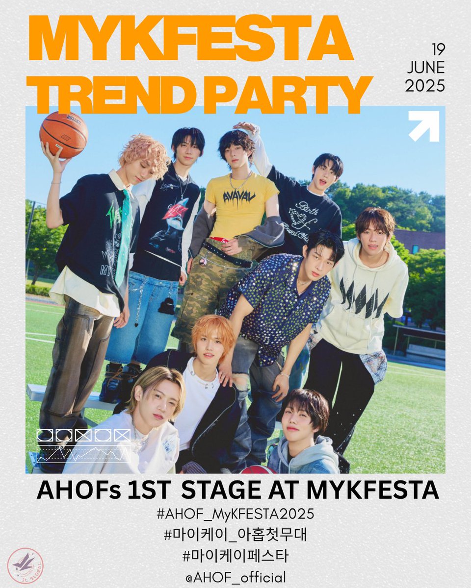 JLGlobalFanbase's tweet photo. [TREND PARTY]

AHOF in MYKFEST at KSPO DOME!

The wait is over, AHOF is finally taking the big stage! Today marks a major breakthrough as our nine stars shine in their first-ever public performance at one of Korea’s biggest events. 

This is more than just a stage, it’s a dream coming true. Let's show our pride and support by joining the trend party and making this moment unforgettable, not just for AHOF, but for all of us who believed since day one.

Please avoid using emoticons and add at least words before the tags.

AHOFs 1ST STAGE AT MYKFESTA
#AHOF_MyKFESTA2025
#마이케이_아홉첫무대
#마이케이페스타   @AHOF_official  
#AHOF_JL