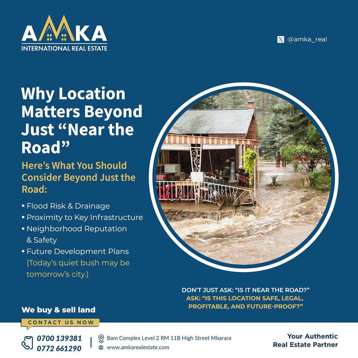 Same way lady driven is not a measure of quality, same way near the road should not be a top quality for location of land.
Choose better