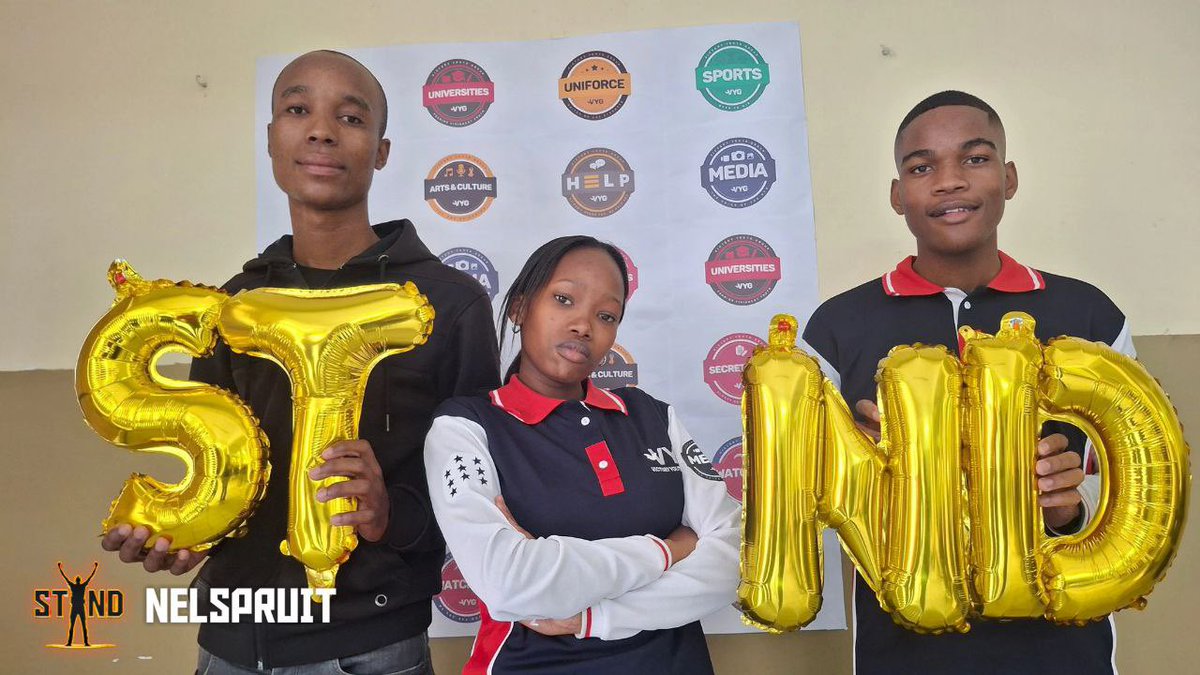 vygsa_official's tweet photo. Energy 🔌🔋. Unity🤝. Power💪. That’s how the VYG in Nelspruit STAND 💪🏽✨
#Zhuzh #StandEvent #VYGSA #GreatestOfAll #June16 #SouthAfrica #HighSchool #Purpose https://t.co/VPJlrHiQEC