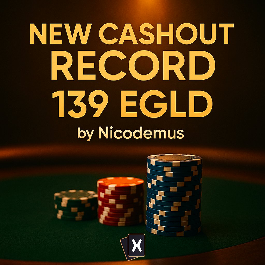xCards (@xcards_) on Twitter photo 🔥 NEW CASH-OUT RECORD 🔥
💰 139 $EGLD of pure mastery 👑
👏 <a href="/Nicodemus222/">Nicodemus✖</a>
Ready to break the next record? 😎 🔥 NEW CASH-OUT RECORD 🔥
💰 139 $EGLD of pure mastery 👑
👏 <a href="/Nicodemus222/">Nicodemus✖</a>
Ready to break the next record? 😎