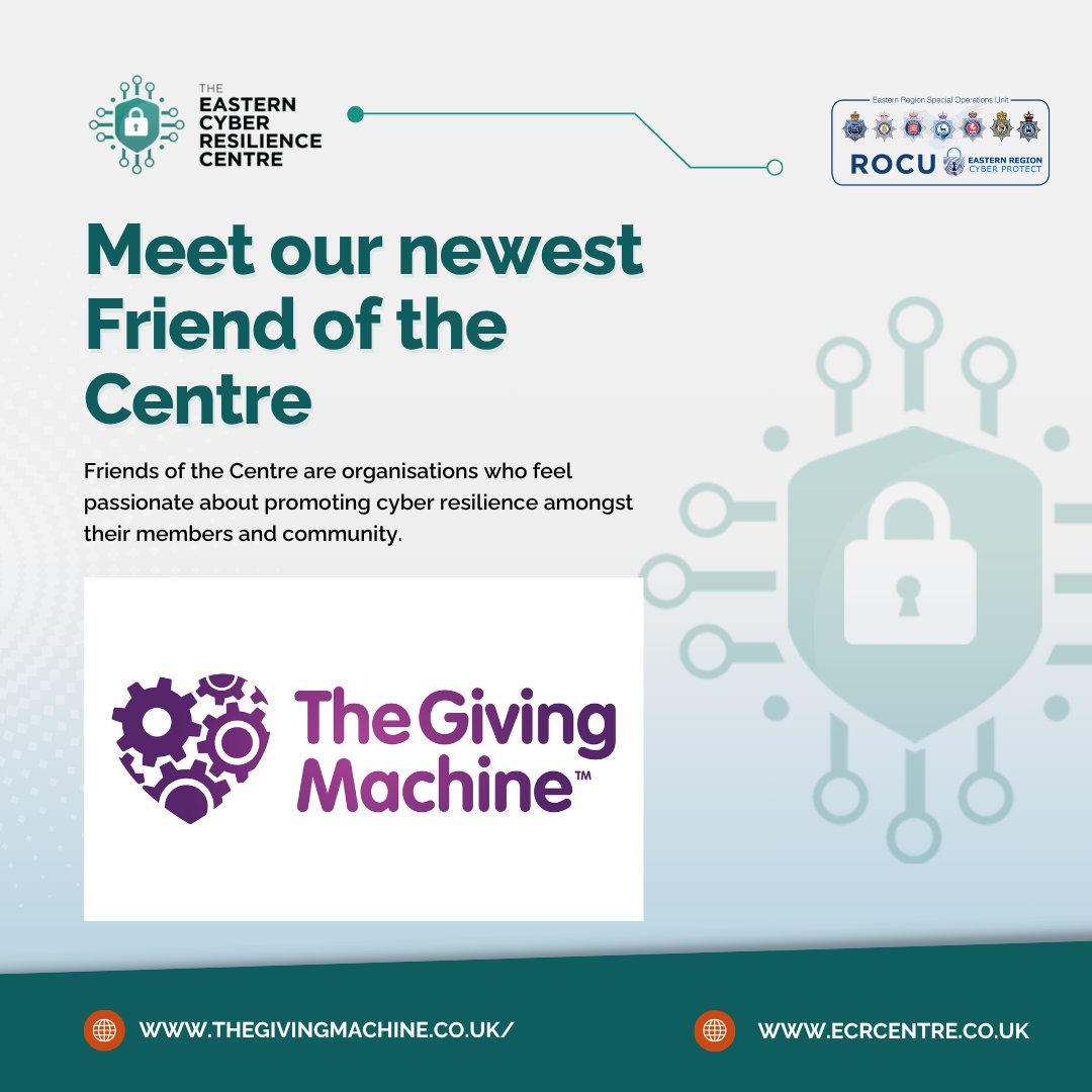 The Eastern Cyber Resilience Centre (@easterncrc) on Twitter photo π Welcome <a href="/GivingMachineUK/">TheGivingMachine</a>, our newest Friend of the Centre! π
Thank you for stepping up to secure safer digital communities. Weβre thrilled to have you on board and look forward to making a positive impact together! π€
Find out more here π bit.ly/4eew51Q
#ECRC π Welcome <a href="/GivingMachineUK/">TheGivingMachine</a>, our newest Friend of the Centre! π
Thank you for stepping up to secure safer digital communities. Weβre thrilled to have you on board and look forward to making a positive impact together! π€
Find out more here π bit.ly/4eew51Q
#ECRC