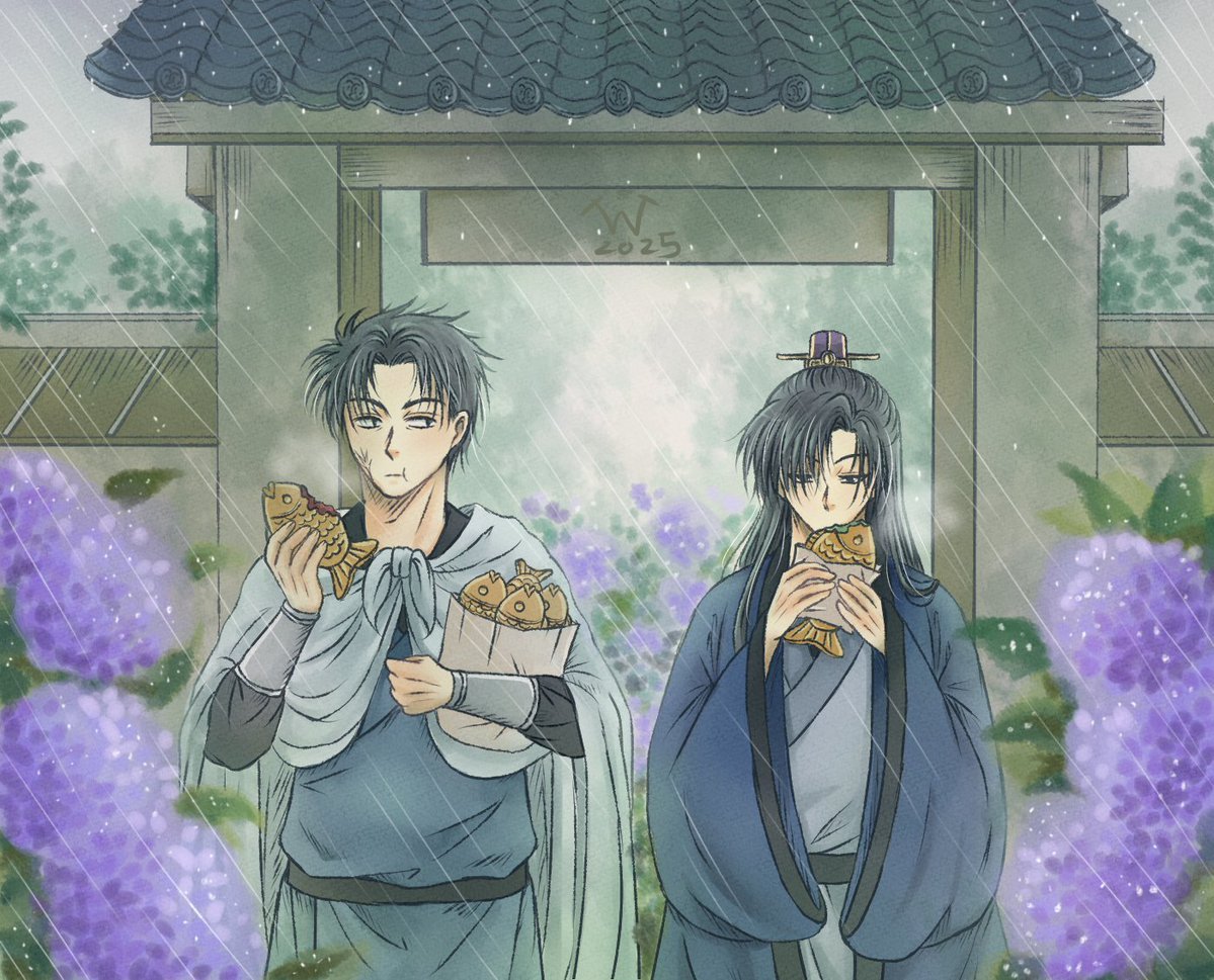 Windrelyn's tweet photo. 🌧️梅雨とたい焼き
☔Rainy Season &amp; Taiyaki
 
(I made some typos so I reup it)

#暁のヨナ #ジュド #ケイシュク #akayona #joodoh #kyesook #judoh #keishuk https://t.co/rh5hNtjbv2