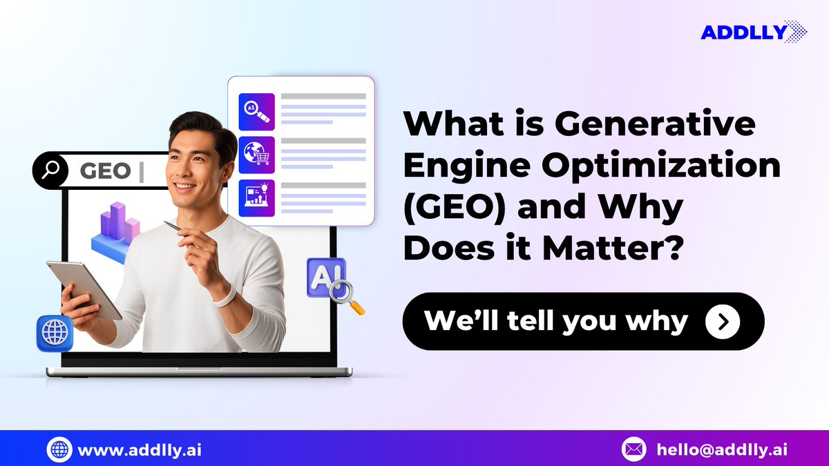 AddllyAi's tweet image. Generative Engine Optimization (GEO) is the new SEO.
If your content isn’t ready for AI-powered search, you’re already behind.

Here’s what marketers need to know 👇
#GEO #AddllyAI #AISEO