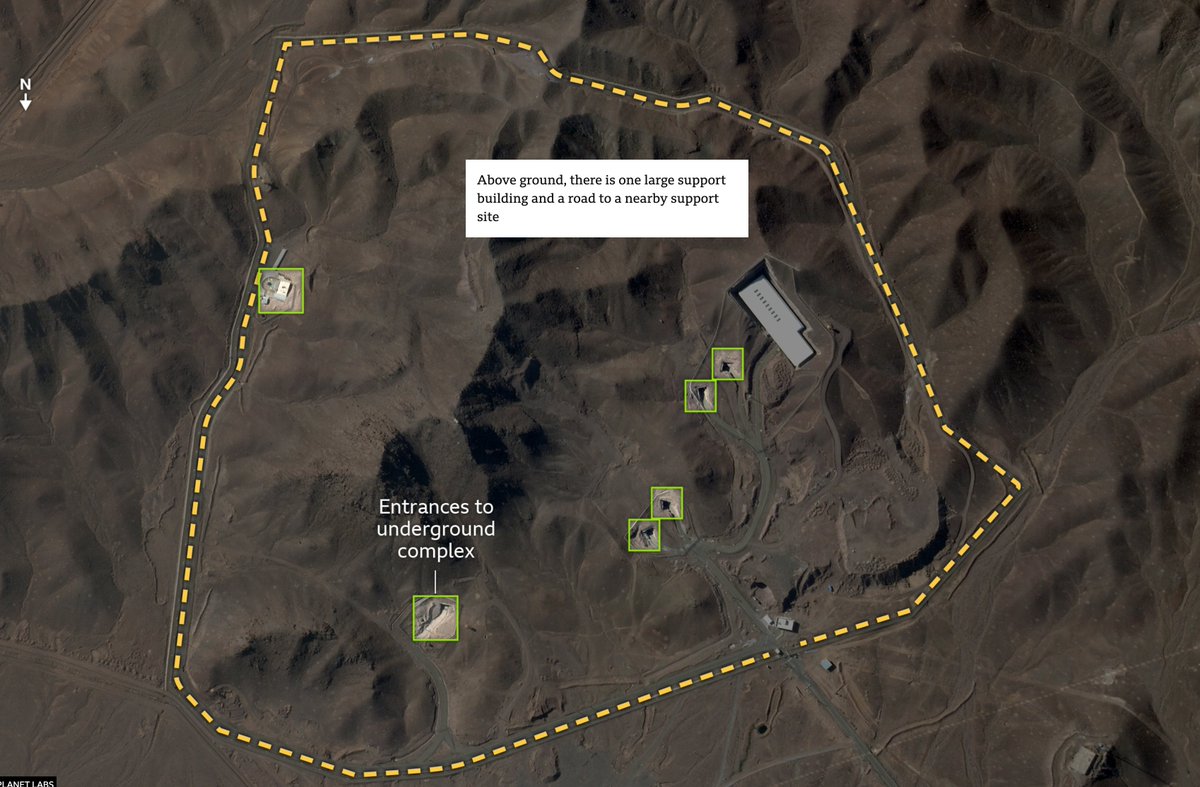 BenDoBrown's tweet image. This is a great visual interactive piece by the BBC on Iran's Fordo enrichment site and its underground components which have remained out of reach of Israel’s weaponry, but might be vulnerable to US capabilities. bbc.co.uk/news/resources…