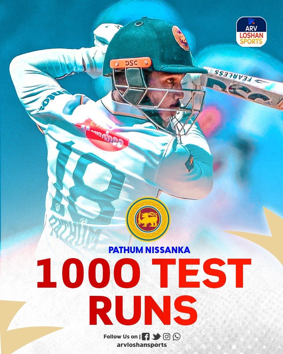 ARVLoshanSports's tweet photo. 𝗠𝗶𝗹𝗲𝘀𝘁𝗼𝗻𝗲 𝗔𝗹𝗲𝗿𝘁 🚨
Pathum Nissanka reaches 1,000 Test runs in just 29 innings! 💯🏏

A rising star in Sri Lanka’s red-ball journey 🇱🇰🔥
Consistency, class, and calm – Nissanka delivers once again! 🙌

#SLvBAN #PathumNissanka #SriLankaCricket #TestCricket https://t.co/yCynrLpSmv