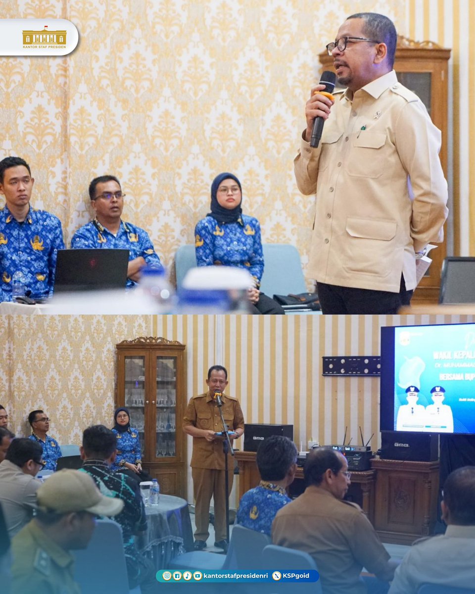 KSPgoid's tweet photo. Wakil Kepala Staf Kepresidenan, M. Qodari, melakukan kunjungan kerja ke Kantor Bupati Muaro Jambi, Selasa (17/6) dan mendorong percepatan pembentukan Koperasi Desa/Kelurahan Merah Putih (KDKMP) di Kab. Muaro Jambi.โฃ
โฃ
#KSP #UpdateKSP #KoperasiDesaMerahPutih #EkonomiDesa https://t.co/VWN9vvSNXr