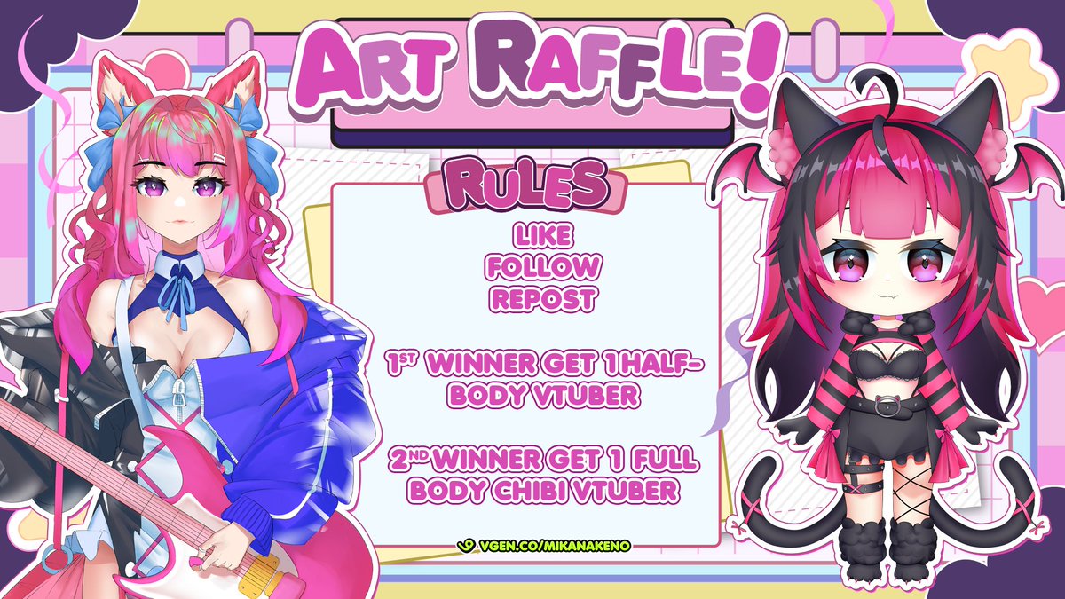 mikanakeno's tweet photo. Raffle Time!~🎉

Hiiyaaa 🌻🌻🌻
I'm back with VTuber giveaway 😍

Rules is simple:
Like + Follow + Repost (QRT) 💕

🏆Winner:
1 Half Body VTuber Model (ART only)
1 Full Body Chibi VTuber Model (ART only)

Good Luck Everyone!~

#artraffle #Vtubers https://t.co/184JSCs0gn